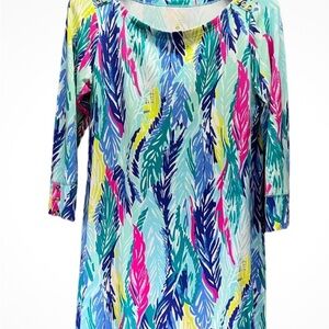 Lilly Pulitzer Colorful Feather Print Mini Sophie Dress LARGE